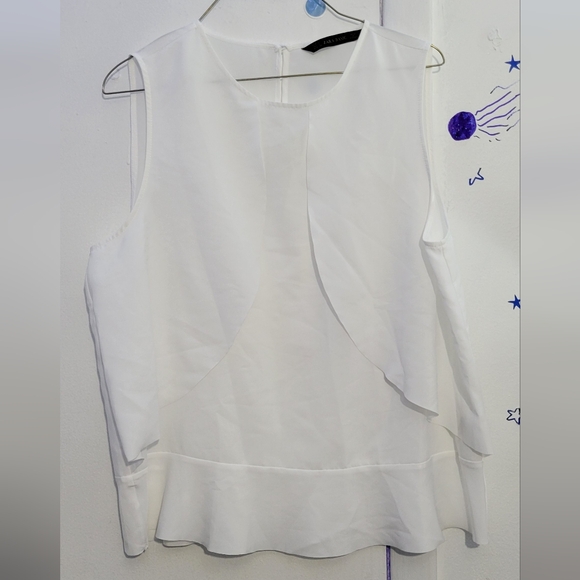 Zara Tops - Zara Front Flap Frill blouse Size Large
